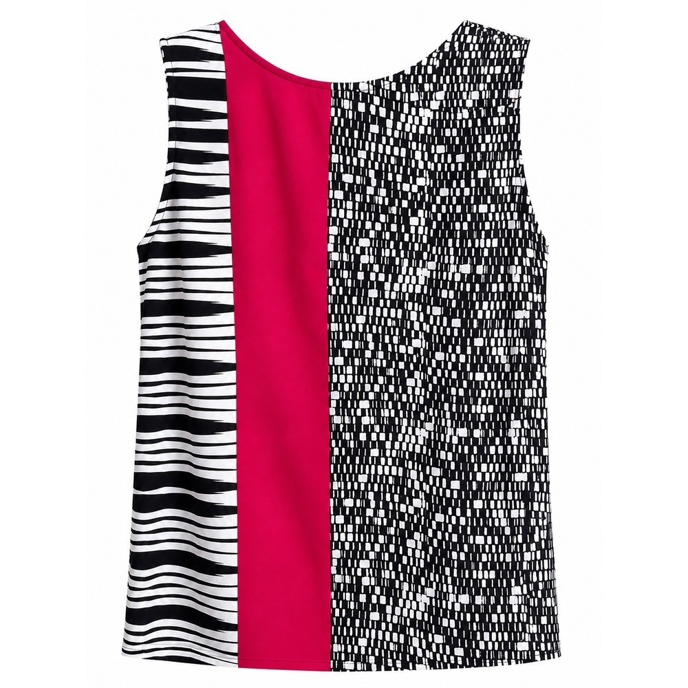 Chico's Black Label Silky Tank Top Red Black White Hi-Low XS NWOT